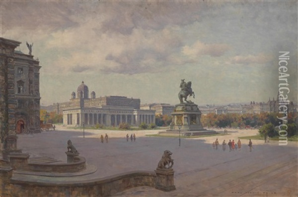 Der Heldenplatz In Wien, Im Hintergrund Parlament Und Rathaus Oil Painting - Karl Ludwig Prinz