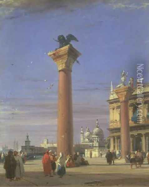 View Of The Piazzetta Near The Square Of St Mark Venice Oil Painting - Richard Parkes Bonington