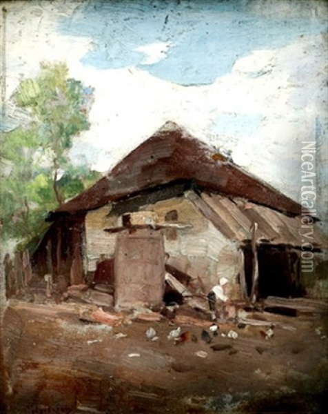 In The Farm Oil Painting - Nicolae Grigorescu