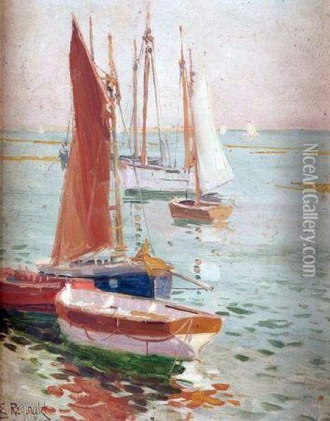 Boats In Sunshine, Blakeney Oil Painting - Edward Reginald Frampton
