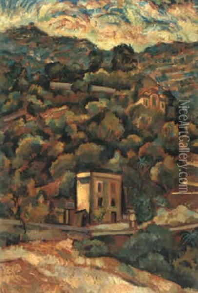 La Corse Oil Painting - Vladimir Davidovich Baranoff-Rossine