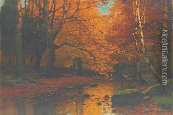 Herbstwaldstuck Oil Painting - Konrad Alexander Mueller-Kurzwelly