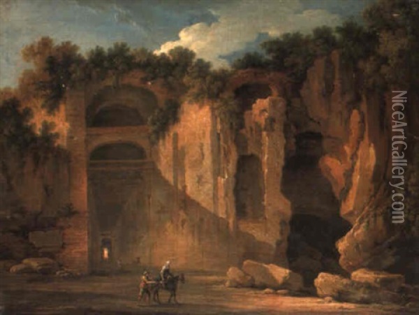 The Grotto At Pozzuoli From Chiaia Oil Painting - Paolo Anesi