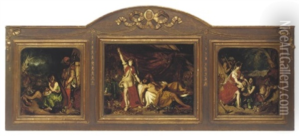 Judith And Holofernes (triptych) Oil Painting - William Etty