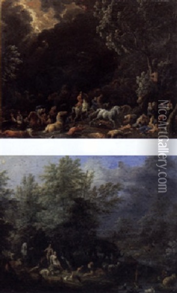 The Deluge Oil Painting - Jan-Baptiste van der Meiren