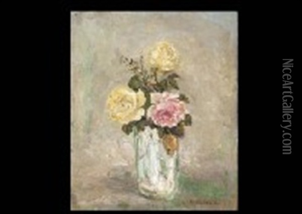 Three Roses In The Pot Oil Painting - Pierre Laprade