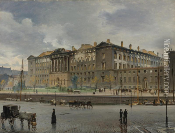 Christiansborg Palace After The Fire Oil Painting - Carl Christian Andersen
