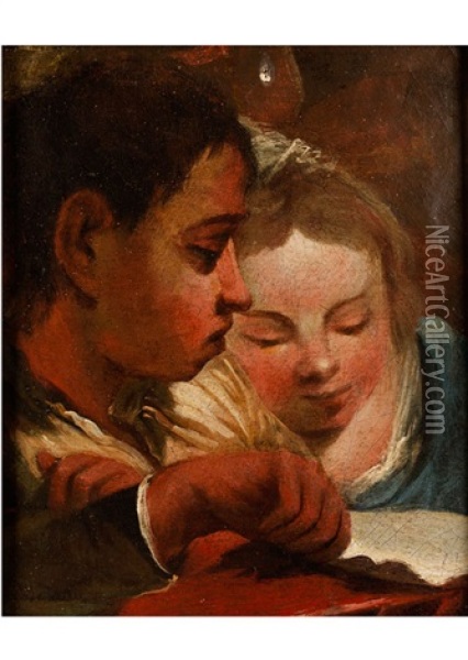 Zwei Kinder Oil Painting - Domenico Maggiotto