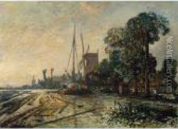 Windmill Near Overschie Oil Painting - Johan Barthold Jongkind