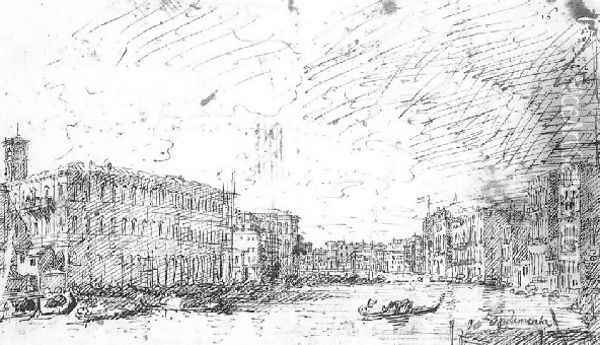 The Grand Canal Seen From Rialto Toward The North Oil Painting - (Giovanni Antonio Canal) Canaletto
