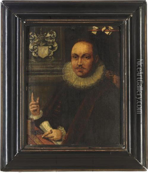 Portrait Of A Gentleman, Bust-length, In A Lace Ruff And Fur Lined Coat Oil Painting - Frans Pourbus
