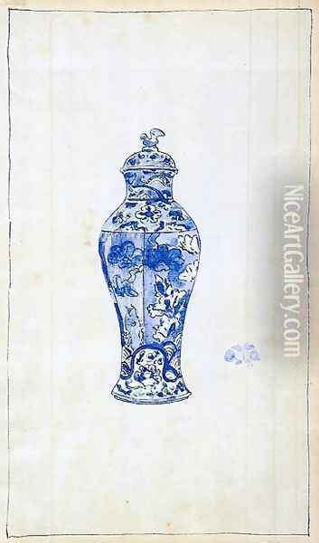 Blue and White Covered Urn Oil Painting - James Abbott McNeill Whistler