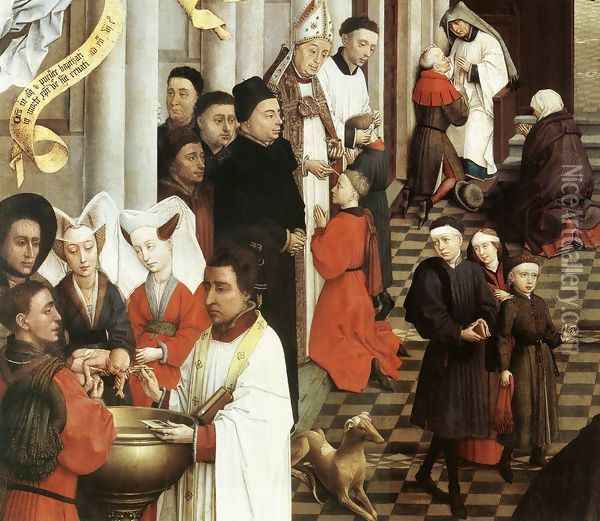 Seven Sacraments Altarpiece: left wing [detail: 1] Oil Painting - Rogier van der Weyden