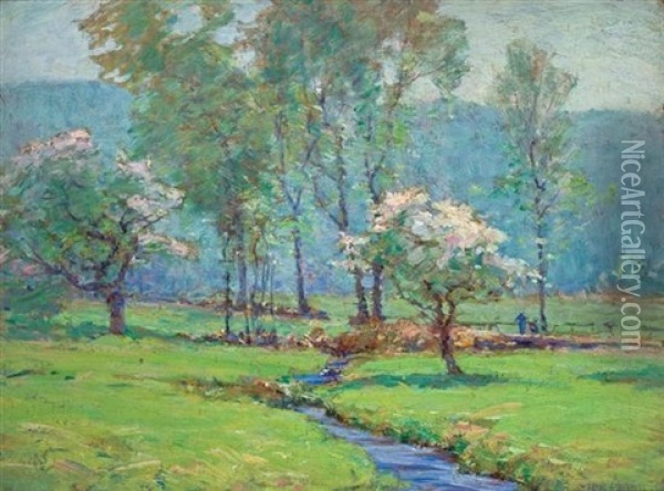 Apple Bloom, Wilton, New Hampshire Oil Painting - Frank Alfred Bicknell
