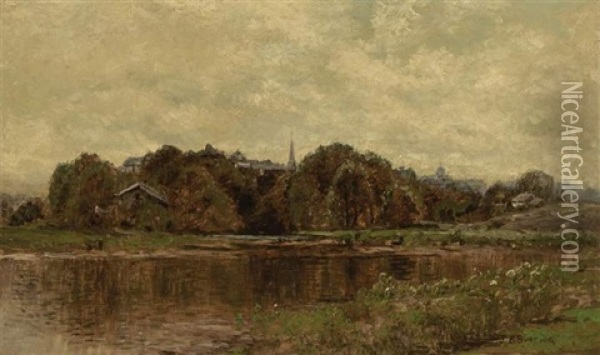 River Landscape Oil Painting - John Bunyan Bristol