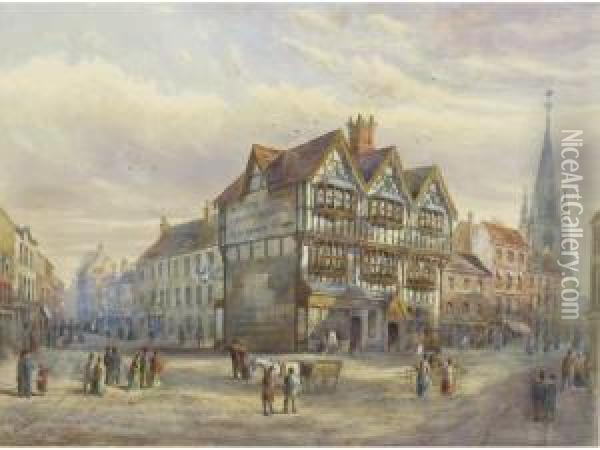 The Old House, Hereford Oil Painting - W. Prince