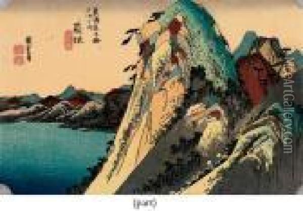 Hodogaya, Fujisawa Oil Painting - Utagawa or Ando Hiroshige