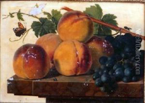 Peches Et Raisins Sur Unentablement Oil Painting - Christiaan van Pol