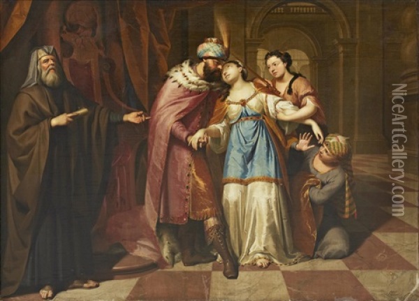 Esther Before Ahasverus Oil Painting - Richard (Risaert van) Bleeck