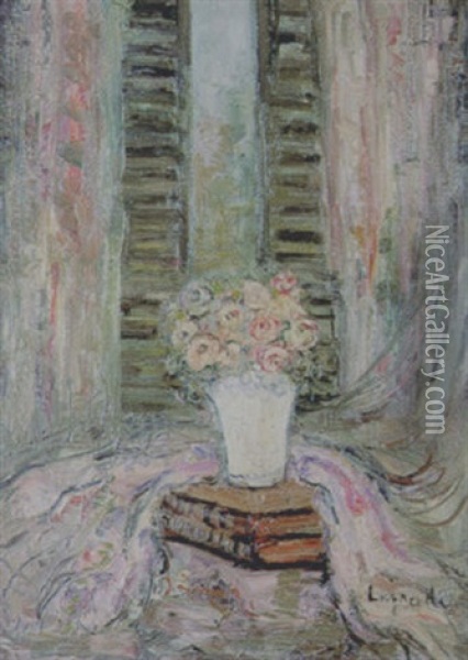 Bouquet De Fleurs Devant La Fenetre Oil Painting - Pierre Laprade
