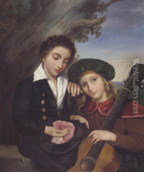 Zwei Bettelstudenten Oil Painting - Johann Baptist Sonderland