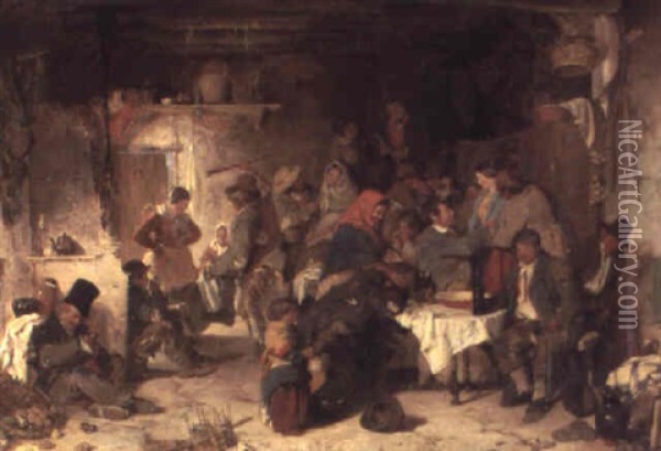 A Shebeen At Donnybrook Oil Painting - Erskine Nicol