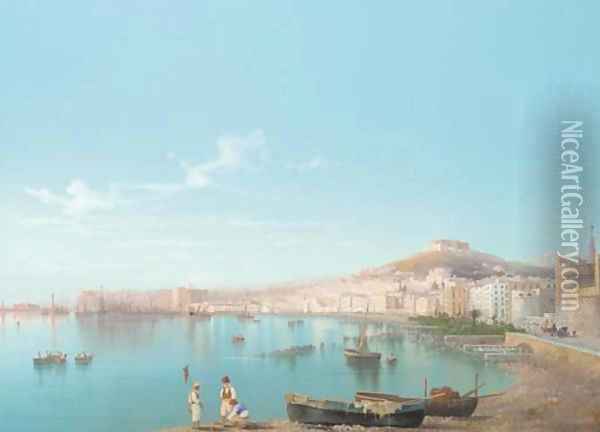 Fishermen in the bay of Naples Oil Painting - Neapolitan School