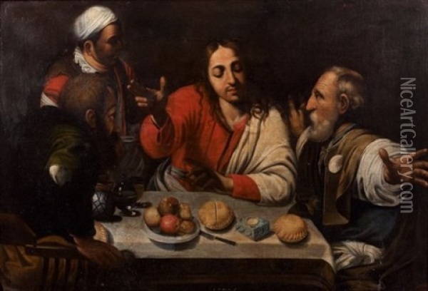 Le Repas Du Christ Oil Painting -  Caravaggio