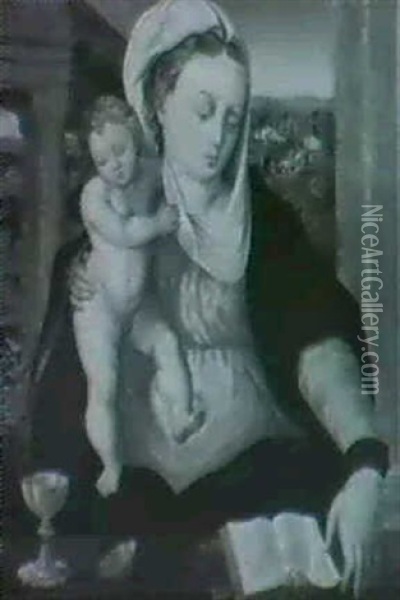 Maria Mit Kind In Einer Landschaft Oil Painting - Bernaert (Barend) van Orley
