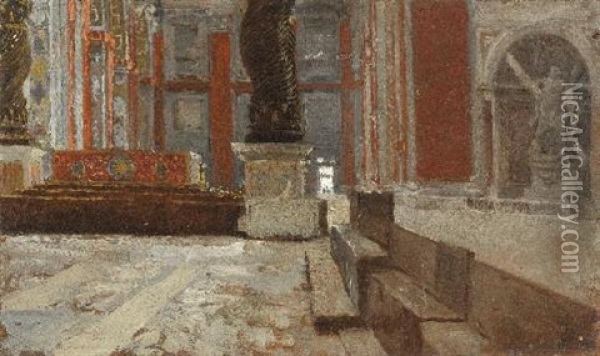 Interno Della Chiesa Di San Pietro Oil Painting - Pio Joris