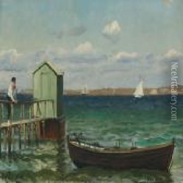 Coastal Scenery With Ships Oil Painting - Christian Vigilius Blache