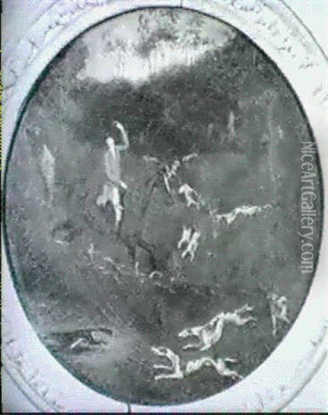 The Chase [&] The Death [med: Papier Mache;        Circular Shape] Oil Painting - Samuel Raven