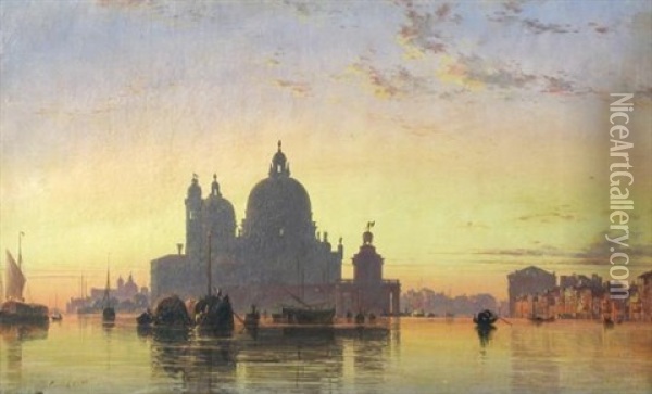 Venice At Sunset Oil Painting - Edward William Cooke