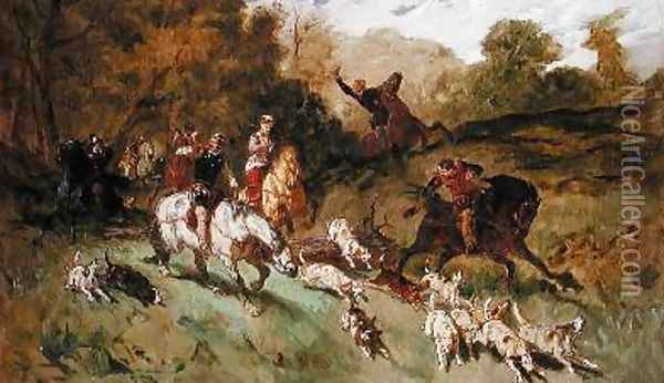 Mary Stuart hunting Oil Painting - Eugene Louis Lami