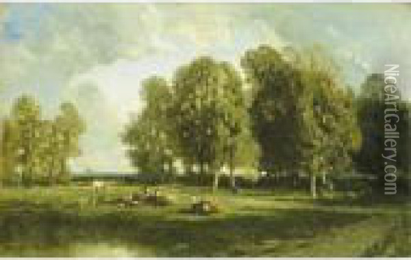 Paysage Aux Bucherons Oil Painting - Ciceri, Eugene