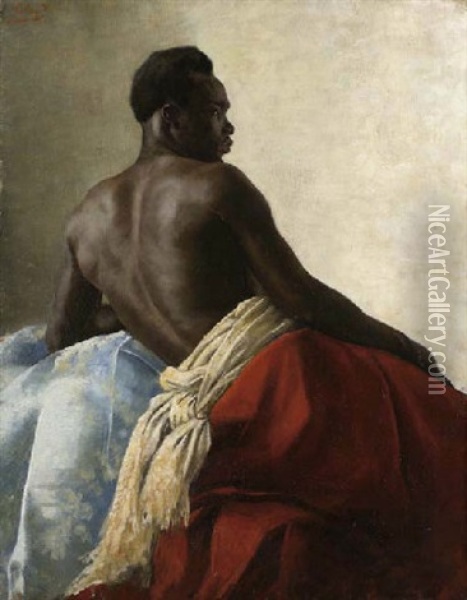 A Nubian Man Oil Painting - Karoly Csuzy