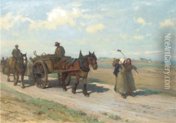Homeward At Even Oil Painting - William M. Pratt