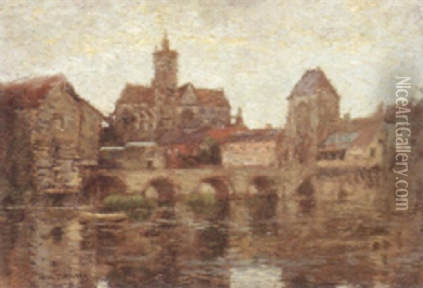 River Through A French Village Oil Painting - Paul Cornoyer
