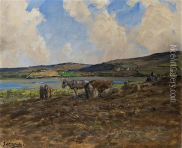 The Potato Harvest, Gweebara, Co.donegal Oil Painting - James Humbert Craig