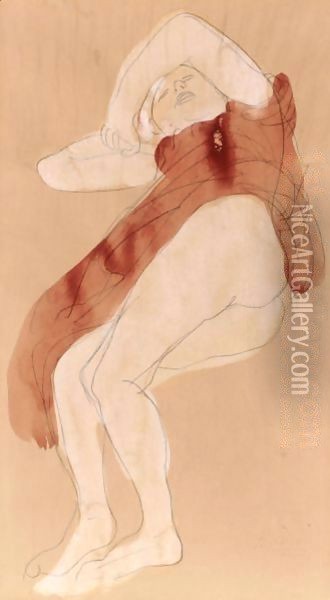 Femme Couchee Sur Le Flanc Droit, Le Vetement Releve Jusqu'Aux Hanches Oil Painting - Auguste Rodin