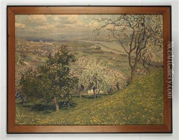 Ansicht Von Klosterneuburg Oil Painting - Gustav Jahn