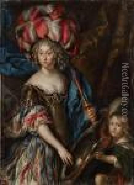 Wohl Bildnis Der Grande Mademoiselle Als Amazone Oil Painting - Pierre Le Romain I Mignard