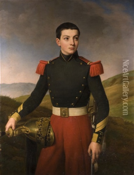 Bildnis Eines Knaben In Franzosischer Grenadier-uniform Oil Painting - Alexandre-Francois Caminade