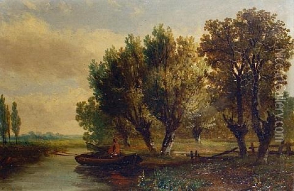 Country Landscape (+ 3 Others; 4 Works) Oil Painting - Hermanus Jan Hendrik Rijkelijkhuysen