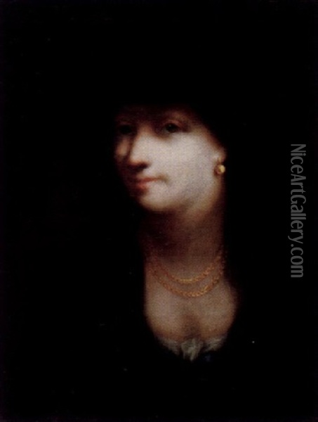 Portrait Einer Dame Oil Painting - Jean-Pierre Norblin De La Gourdaine
