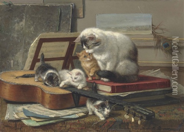 The Music Lesson Oil Painting - Henriette Ronner-Knip