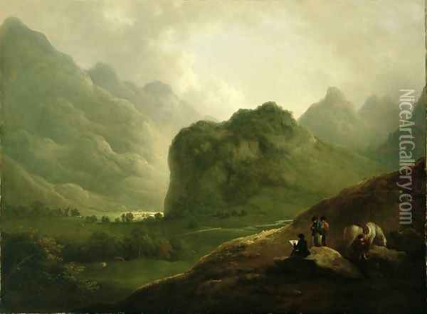A Sketching Party in the Pass at Borrowdale Oil Painting - Julius Caesar Ibbetson