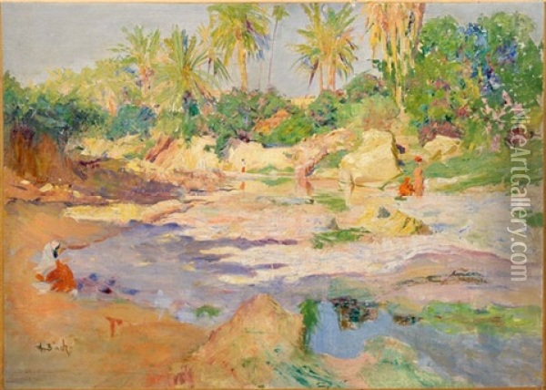Femmes Dans L'oasis Oil Painting - Alphonse Birck
