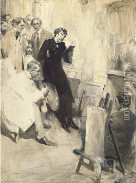 James Abbot Mcneill Whistler In His Studio Oil Painting - Cyrus Cuneo