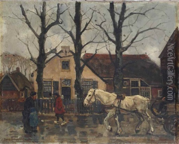A Street In Laren Oil Painting - Frans Langeveld